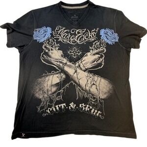 Marc Ecko Unlimited NAvY V-Neck T-Shirt X‎